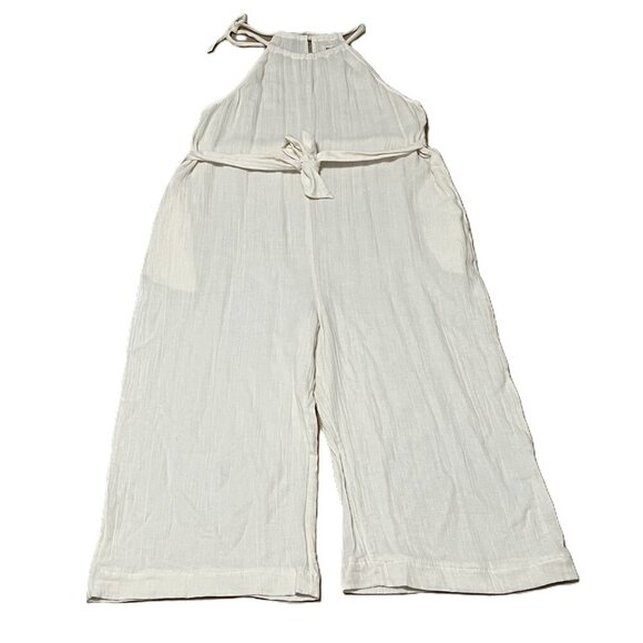 Pact 100% organic cotton coastal gauzy wide leg jumpsuit with belt - Picture 10 of 15